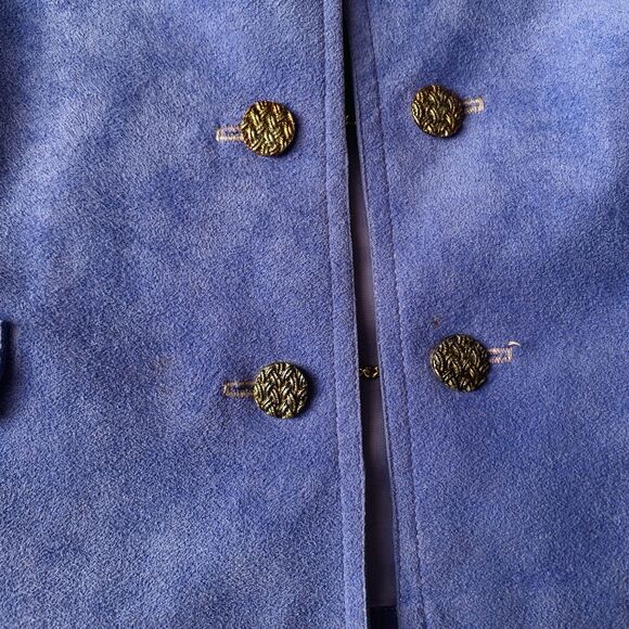 Vtg Ultrasuede Cropped Jacket Sz 14 ( S / M ) Purple Blazer Vegan Suede Washable - Picture 9 of 14